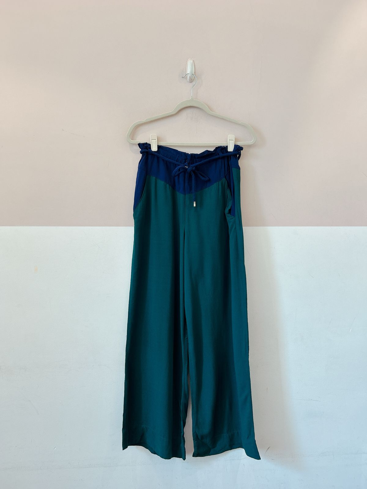 Calça verde cós azul Dress to 42