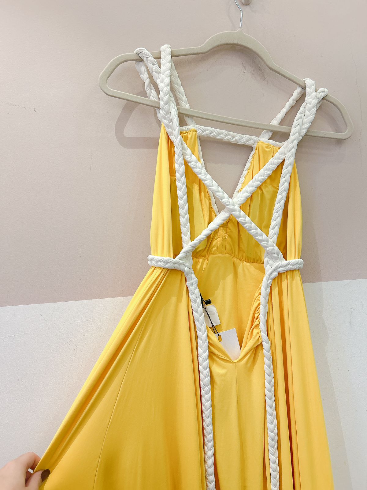 Vestido malha fria amarelo cordas Fabi Freixo P