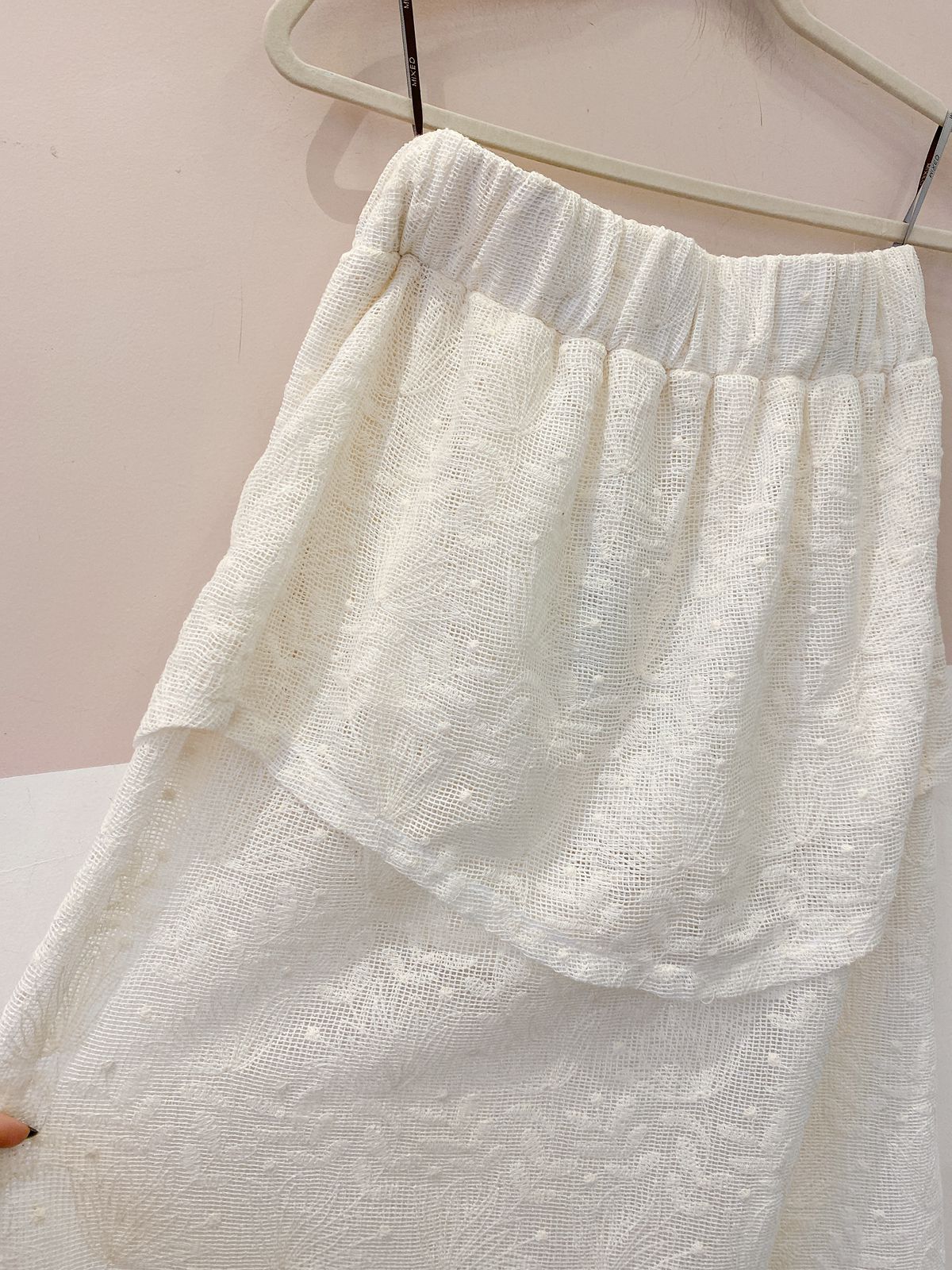 Saia midi tela off white Mixed PP