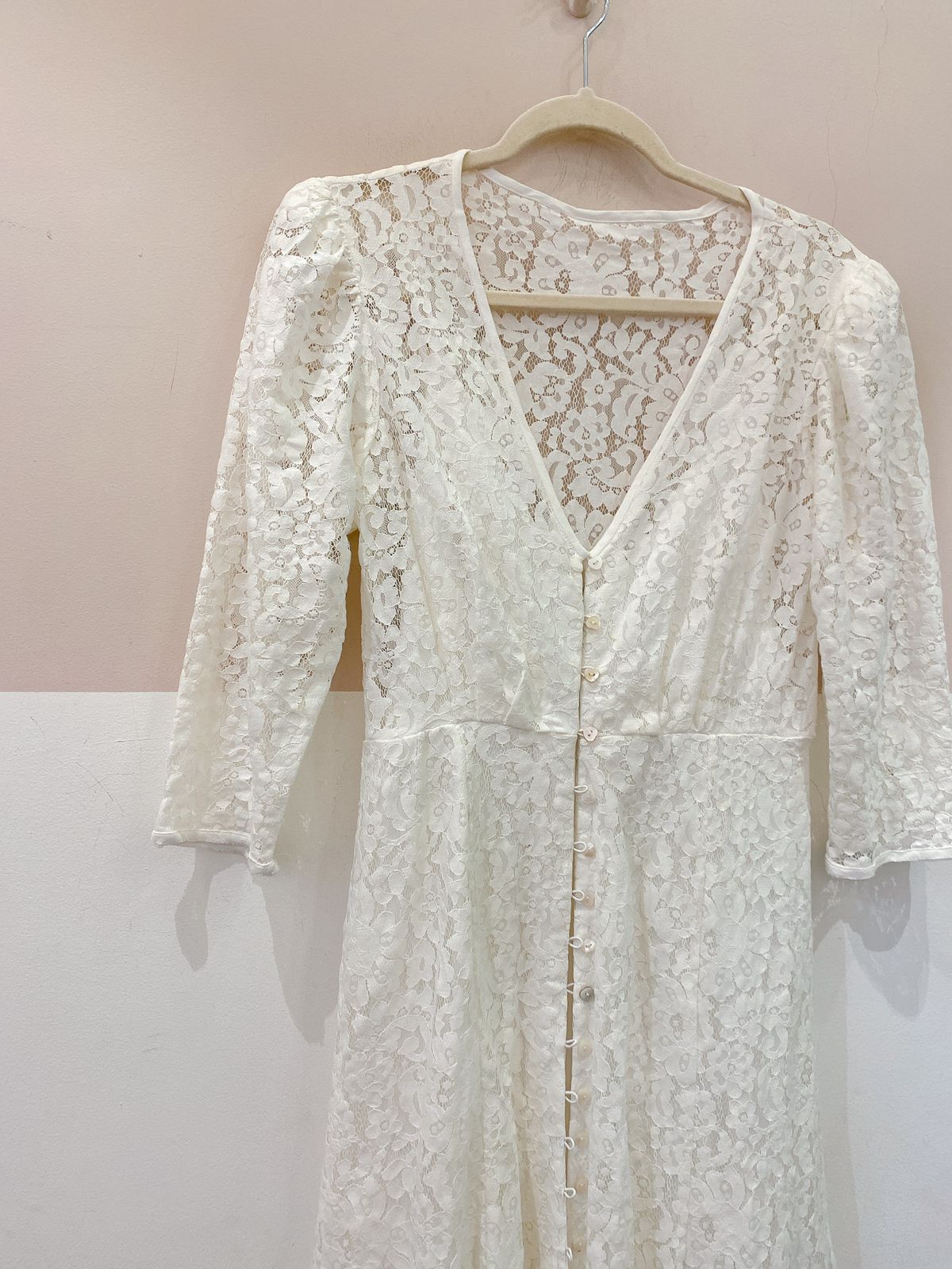 Vestido midi branco renda EVA 38