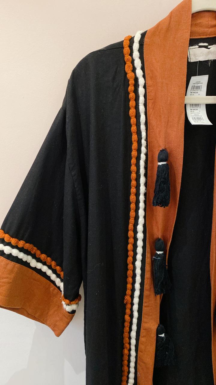 Kimono preto/ marrom Valônia Veras M