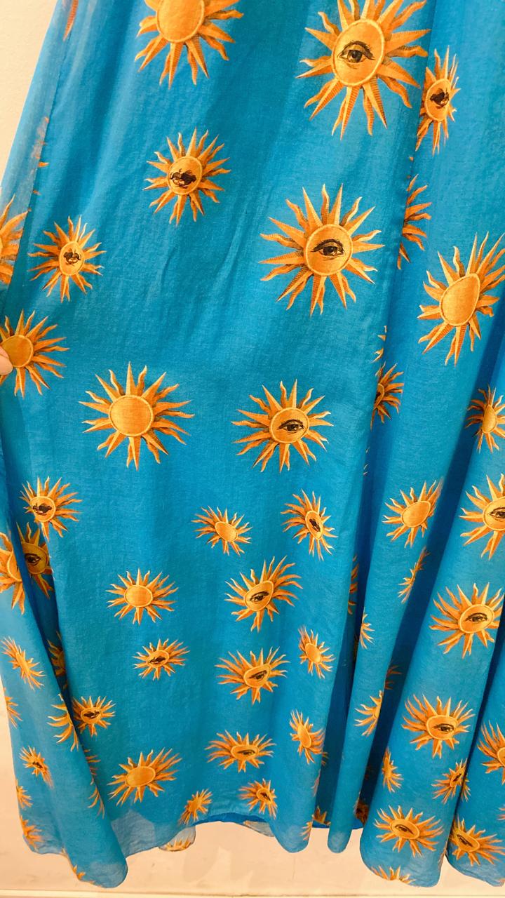 Vestido longo azul sóis Andrea Marques 46