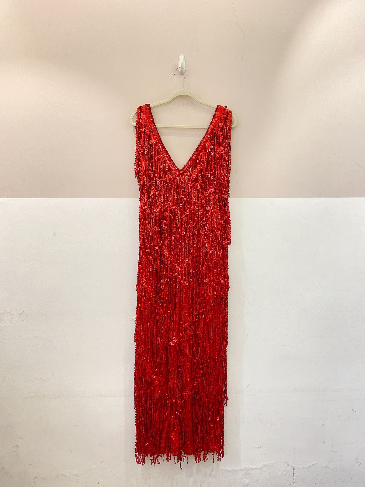 Vestido Narcisa vermelho paetês Silvio Cruz 40