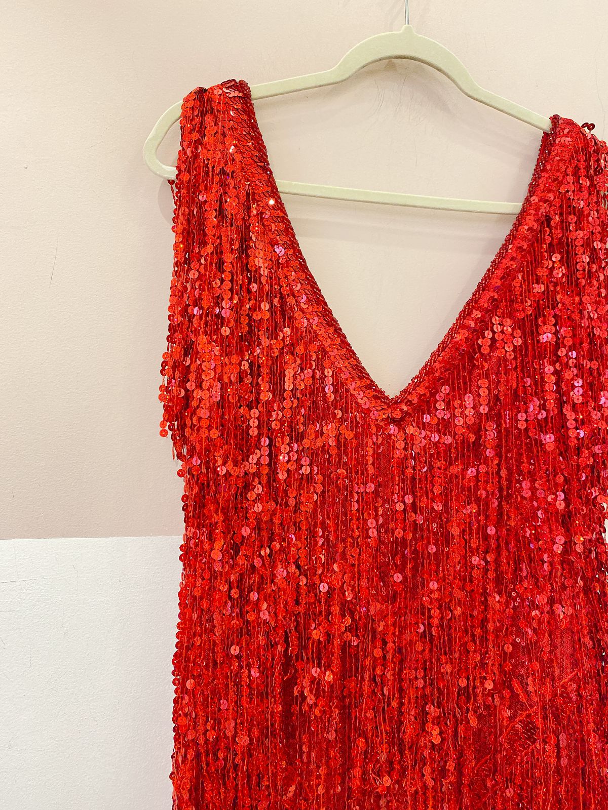 Vestido Narcisa vermelho paetês Silvio Cruz 40