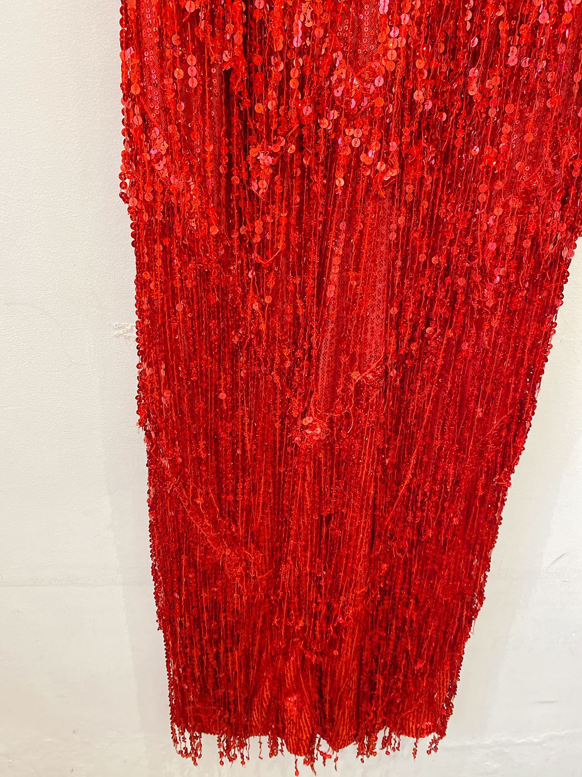 Vestido Narcisa vermelho paetês Silvio Cruz 40