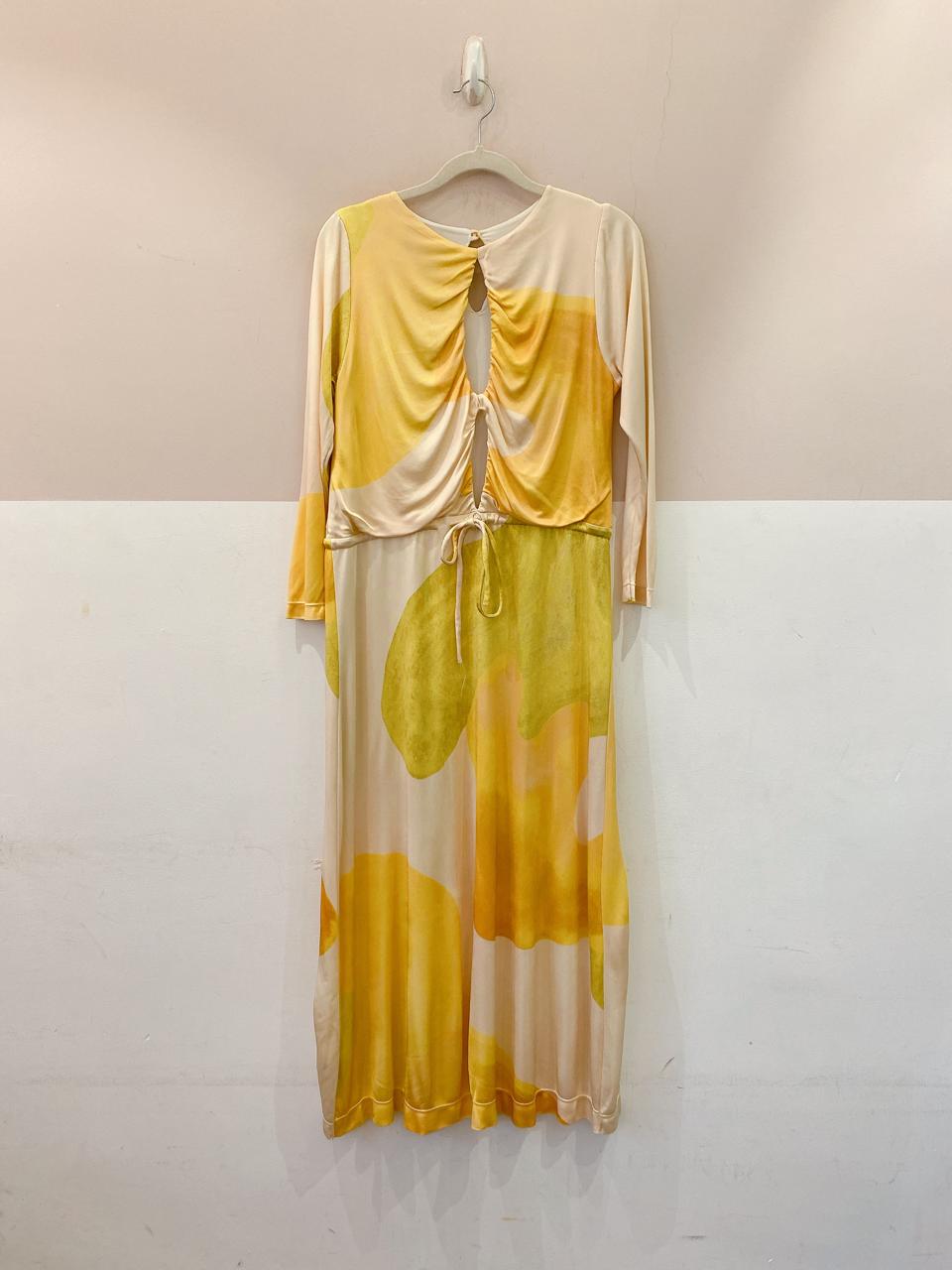 Vestido midi amarelo recortes Lo de Lui P