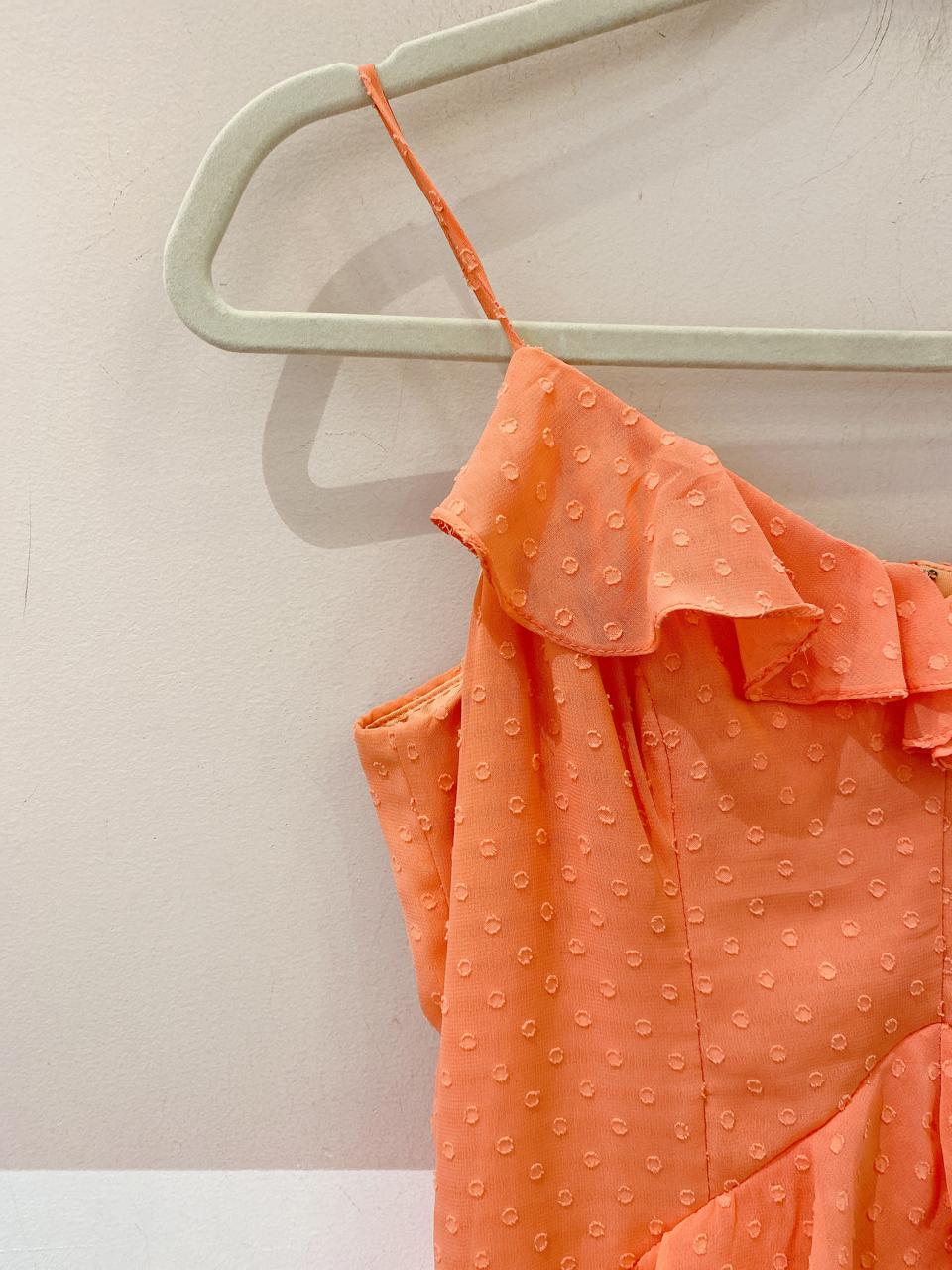 Vestido longo coral babados Dress & Go 38
