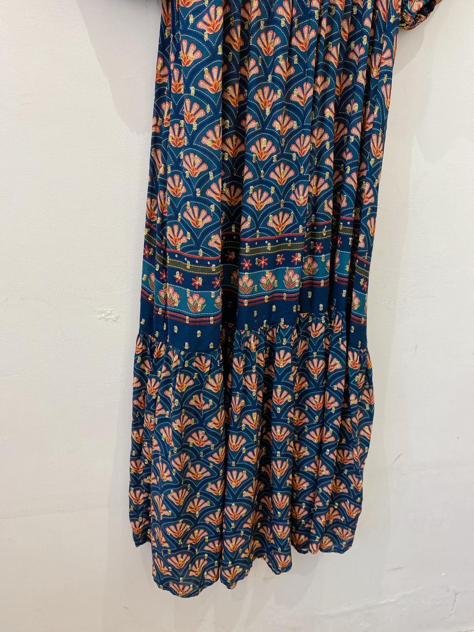 Vestido midi azul estampado Farm M
