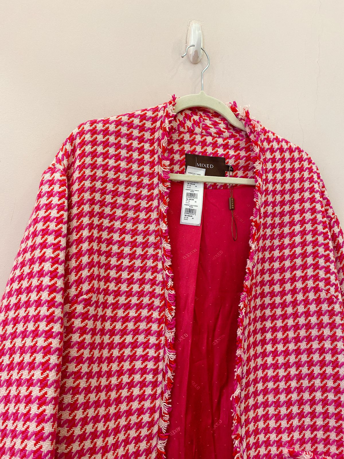 Sobretudo tweed rosa Mixed 36