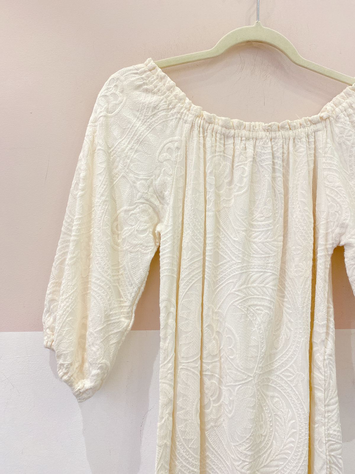 Vestido midi off white ciganinha Maria Filó M