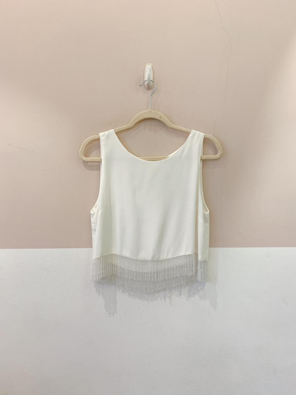 Top branco franja Agilitá 40