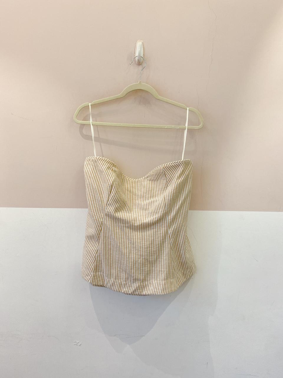 Blusa tomara que caia listrada French GG