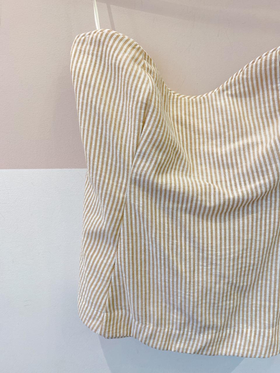 Blusa tomara que caia listrada French GG