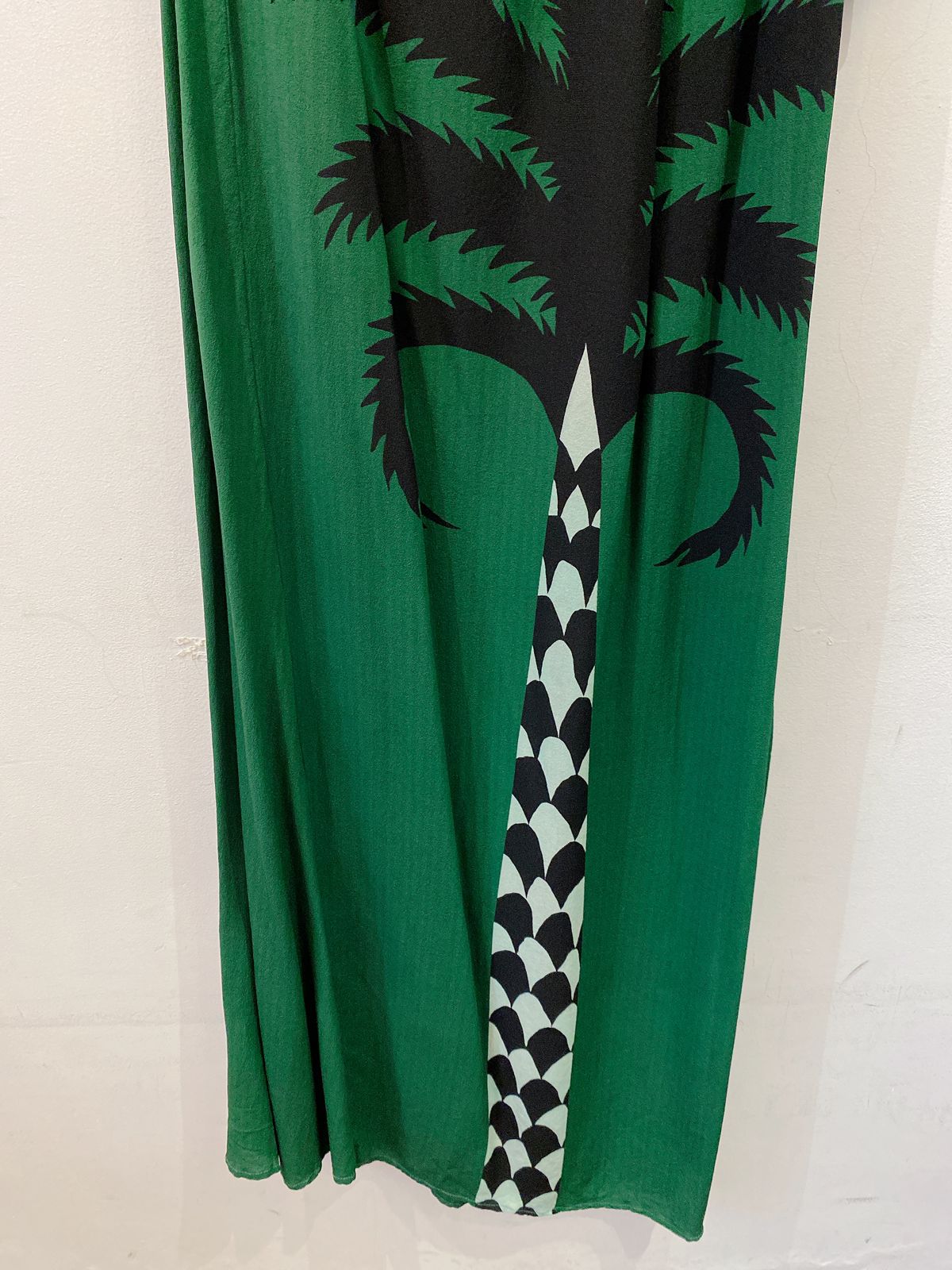 Vestido longa seda verde Wasabi M