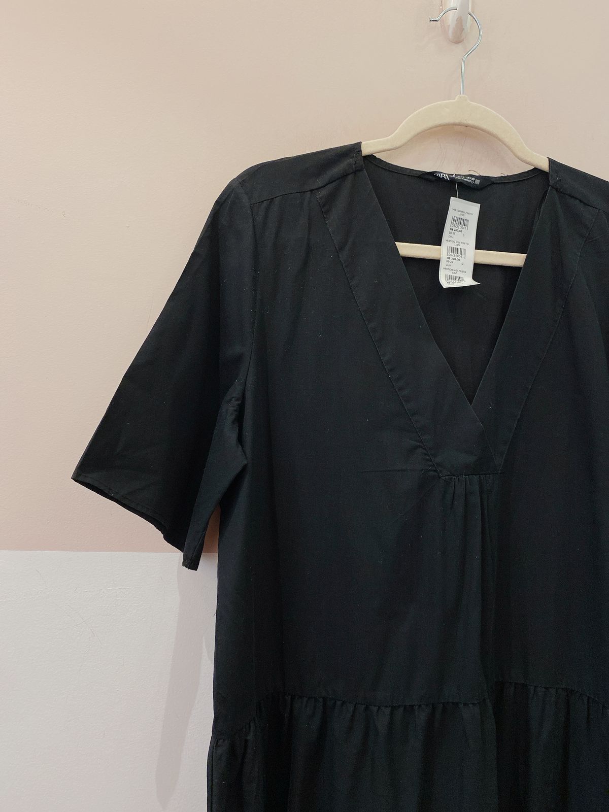 Vestido midi preto liso Zara G