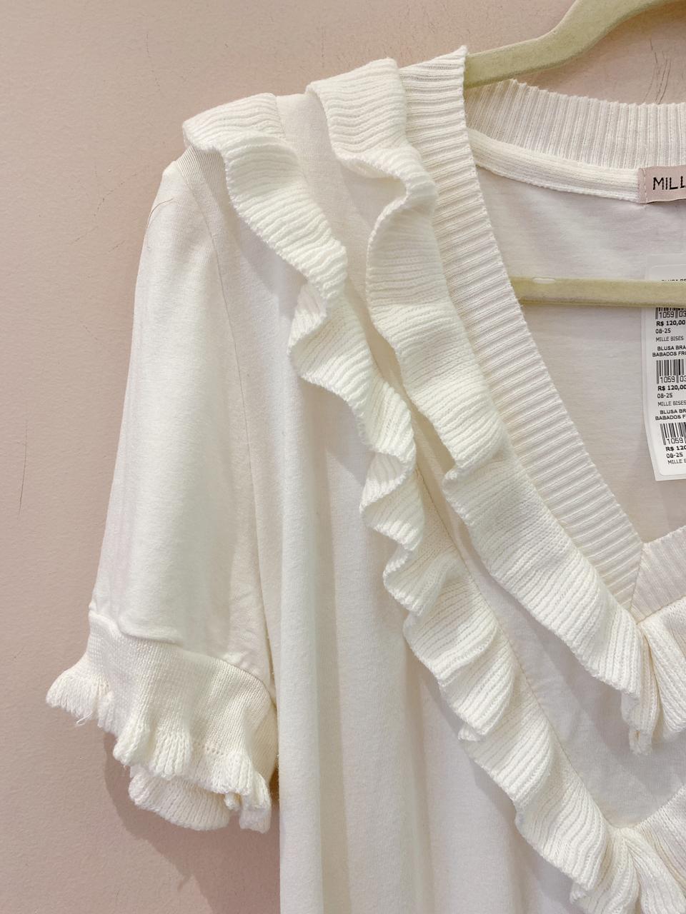Blusa branca babados frontais Mille Bises P