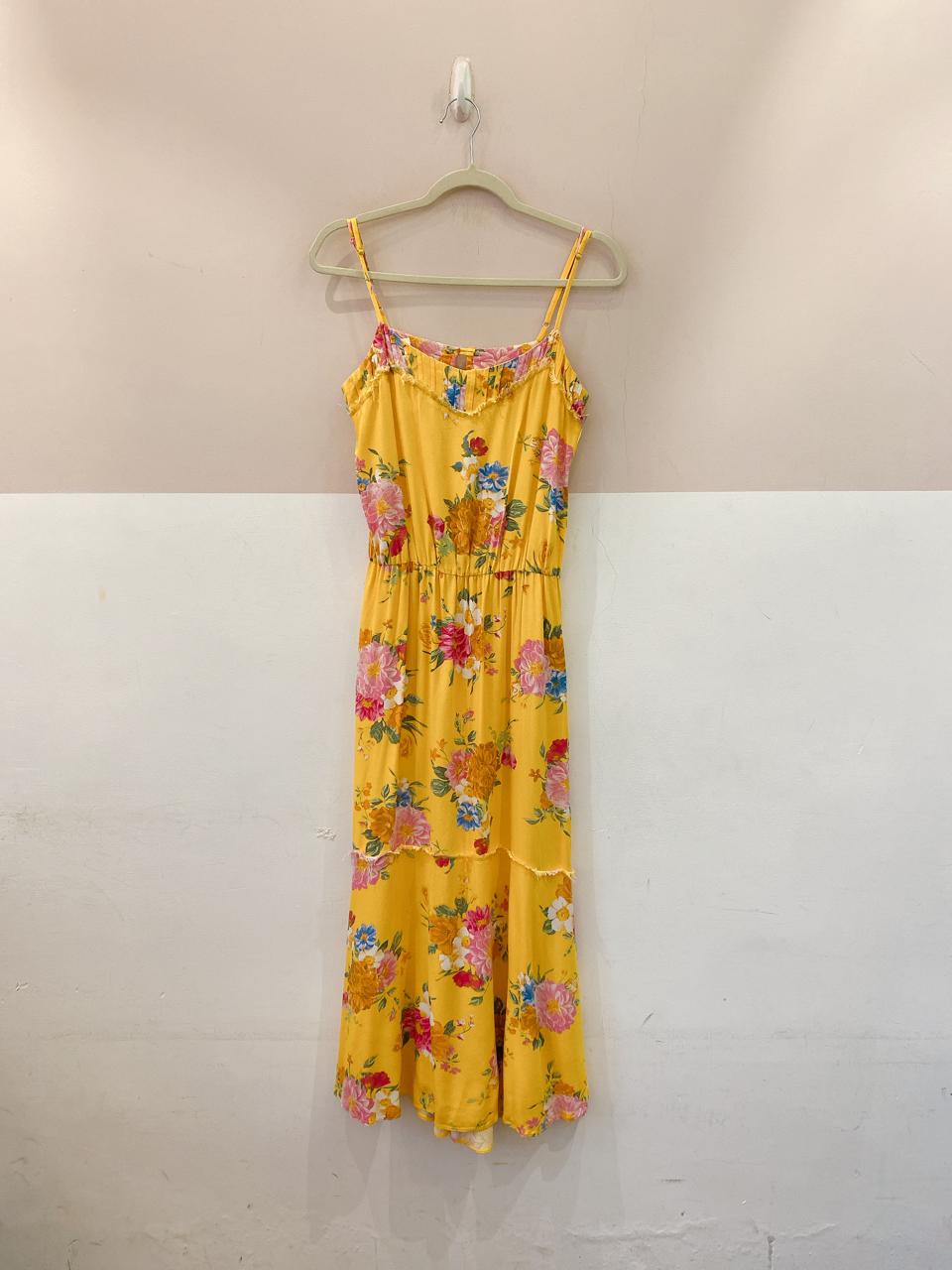 Vestido midi amarelo floral Farm P