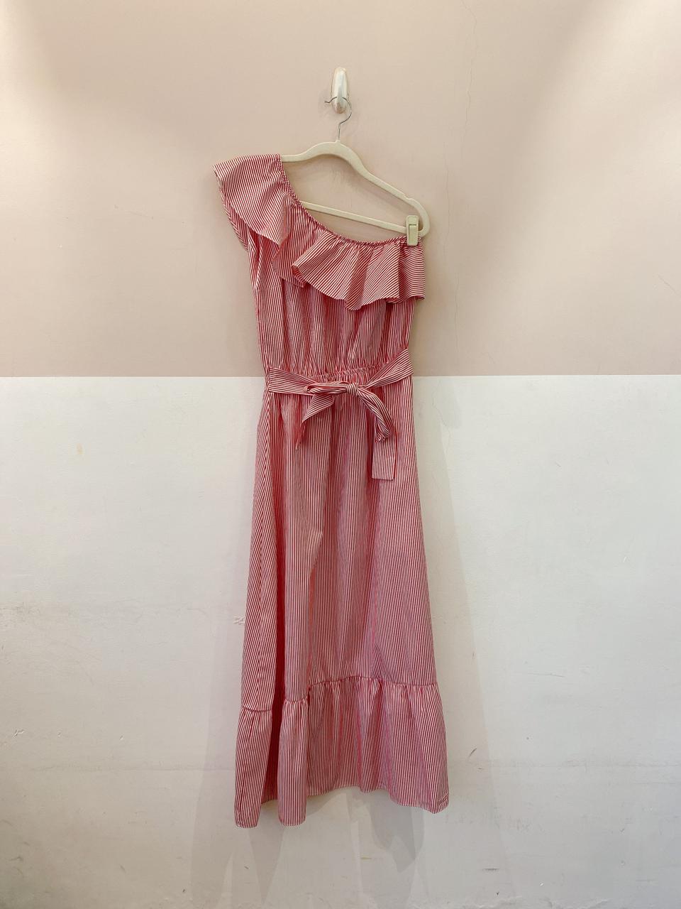 Vestido midi vermelho listrado Clothes and Co. M