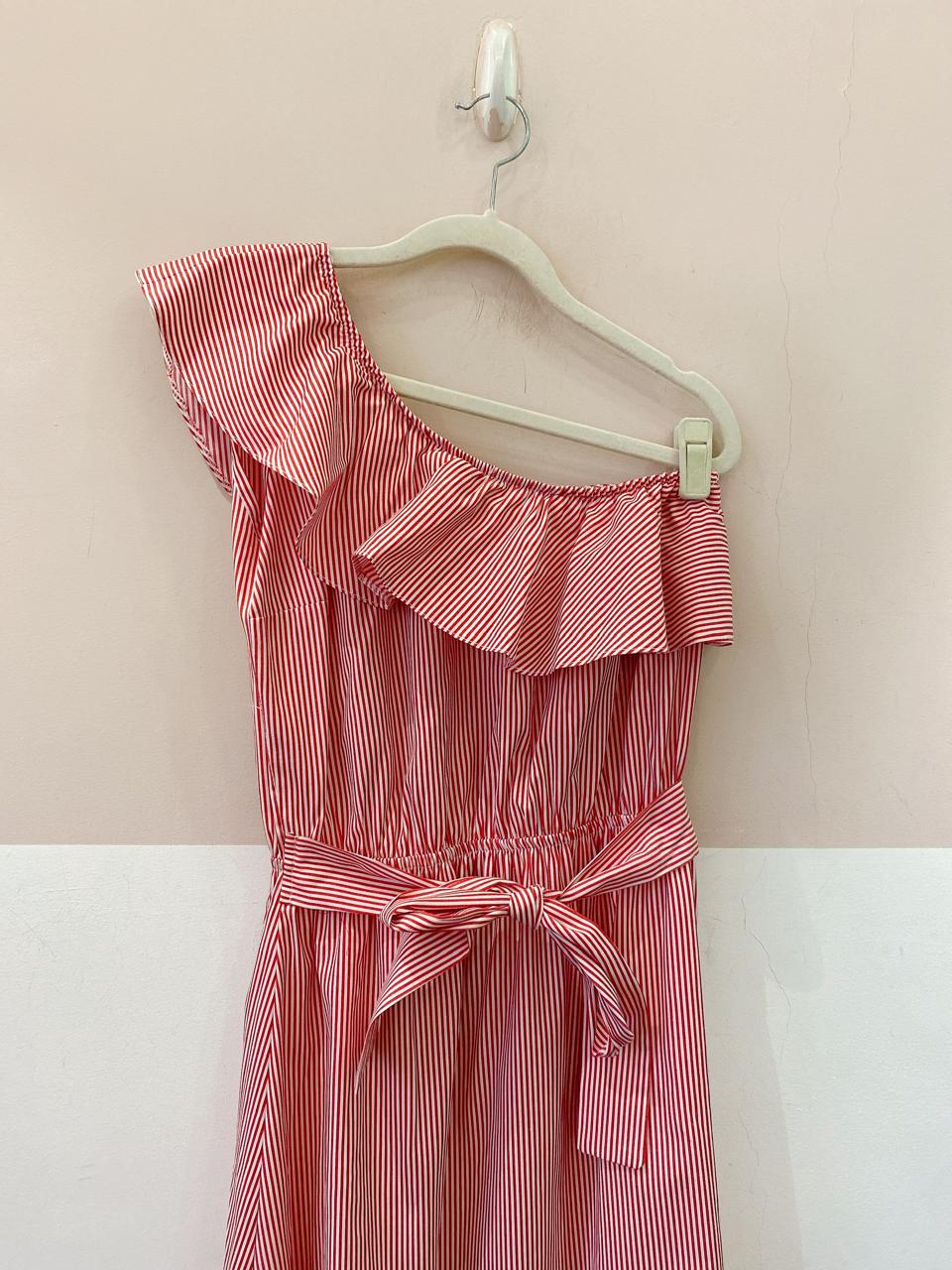 Vestido midi vermelho listrado Clothes and Co. M