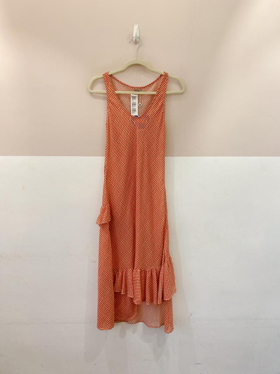 Vestido midi xadrez vermelho Nuska PP