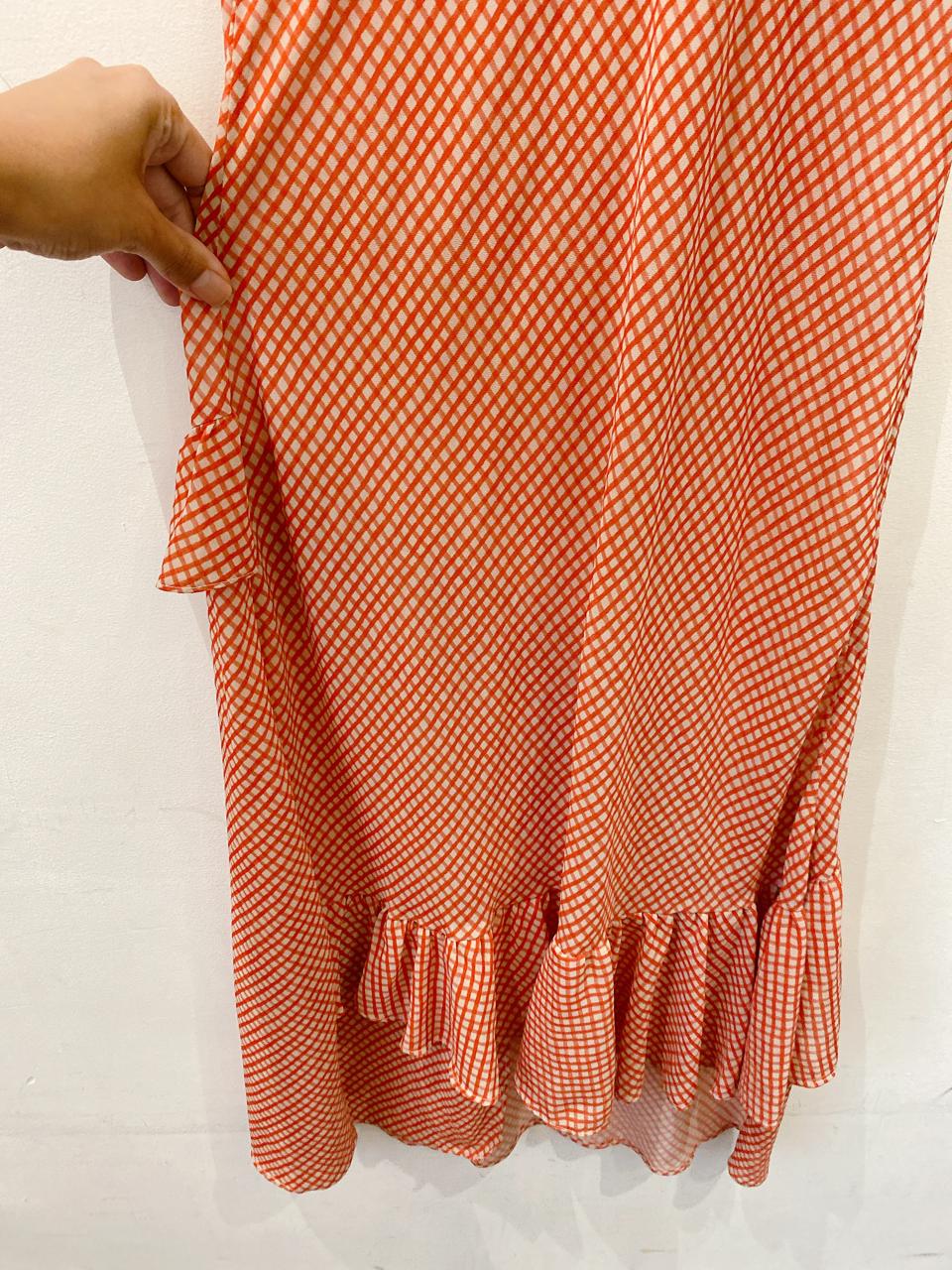 Vestido midi xadrez vermelho Nuska PP