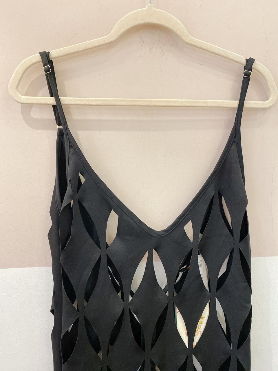Vestido longo vazado preto Leli Correia PP