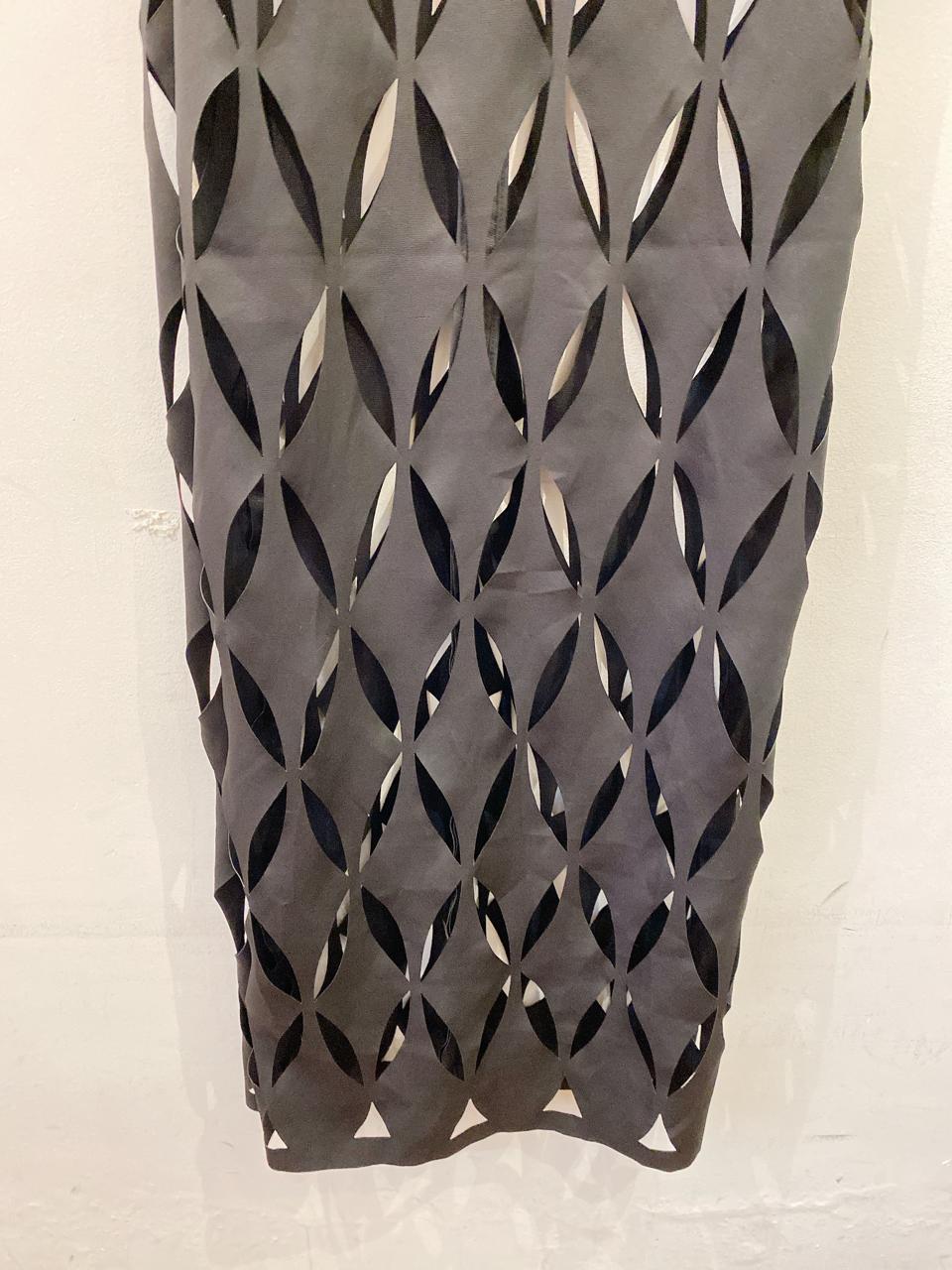 Vestido longo vazado preto Leli Correia PP
