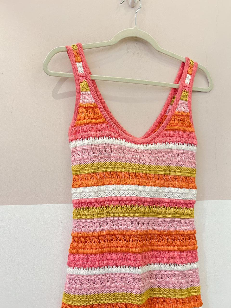 Vestido midi crochet colorido BY NV P