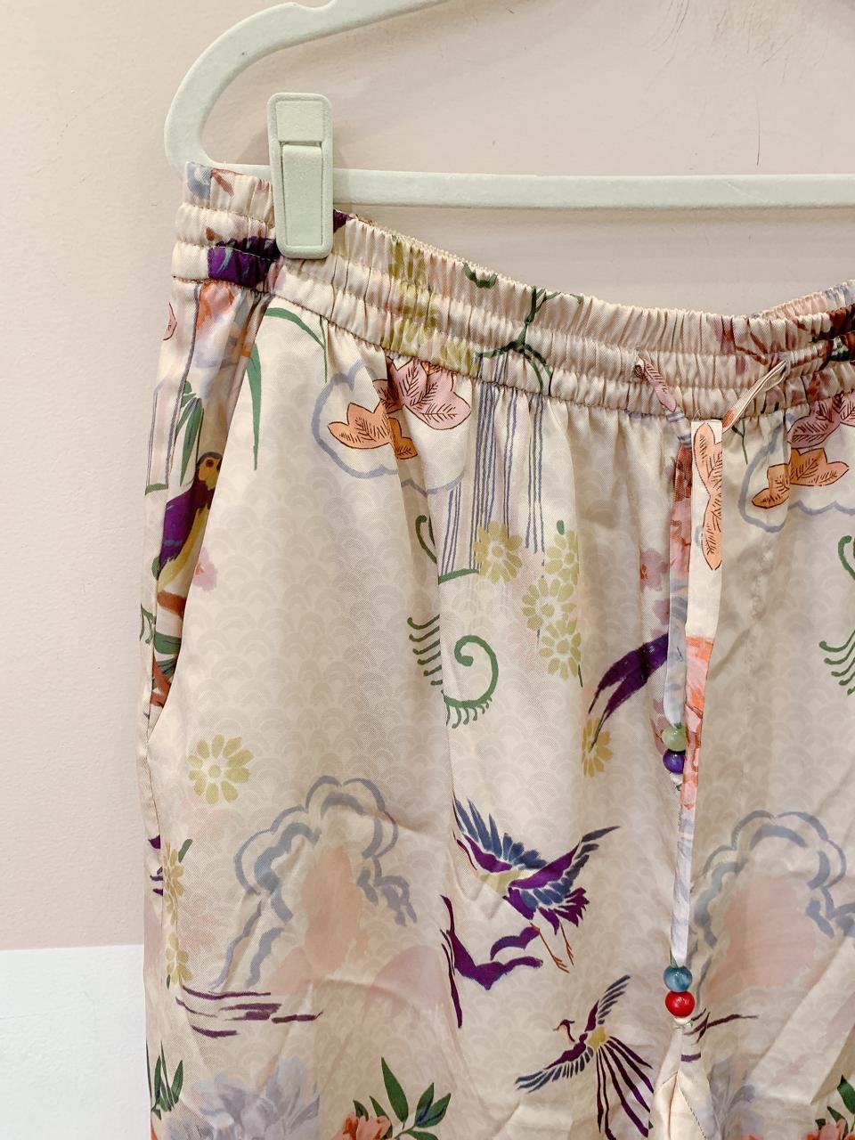 Calça acetinada estampada Zara GG