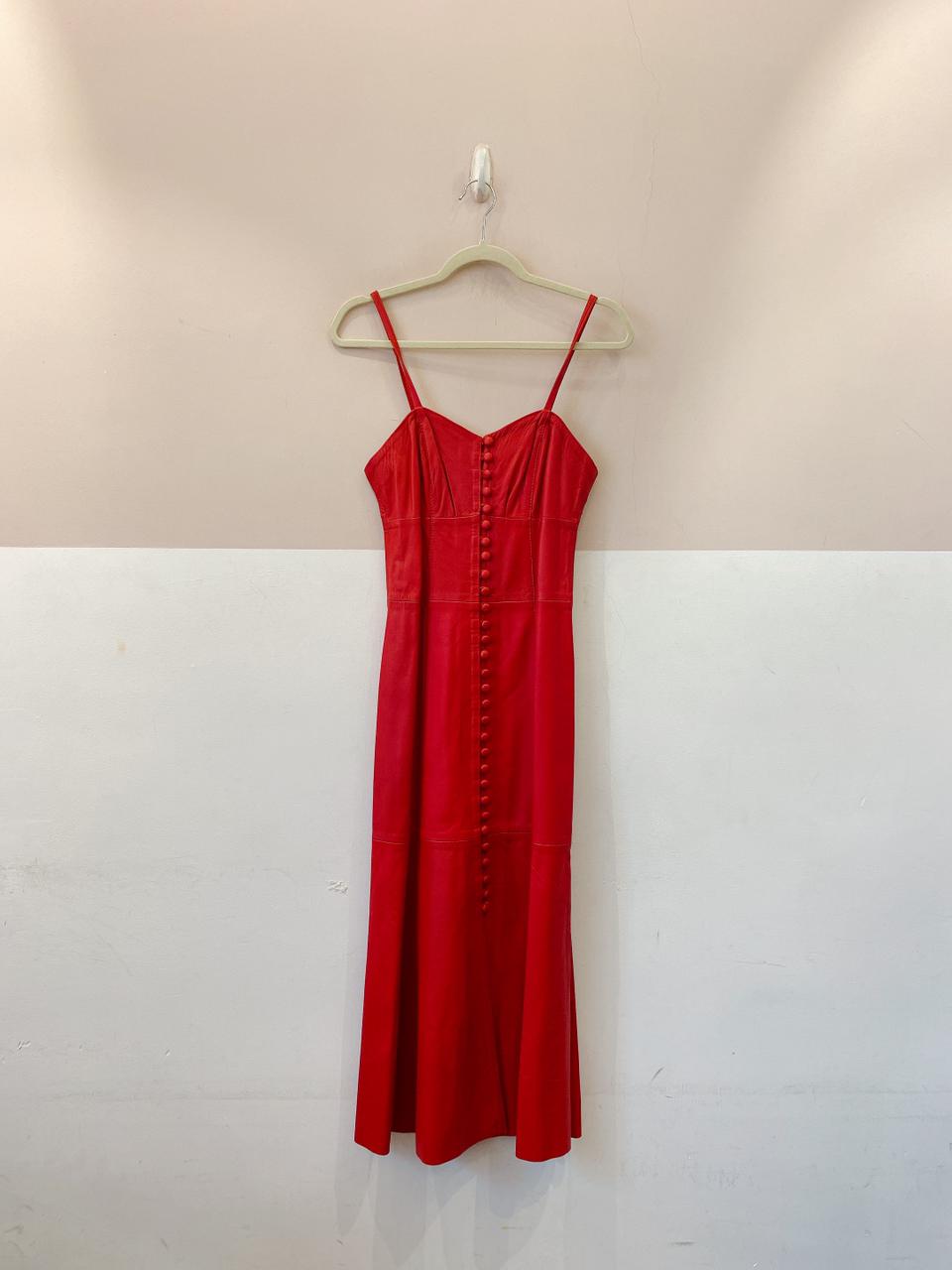Vestido midi couro vermelho Renatta Gomes PP