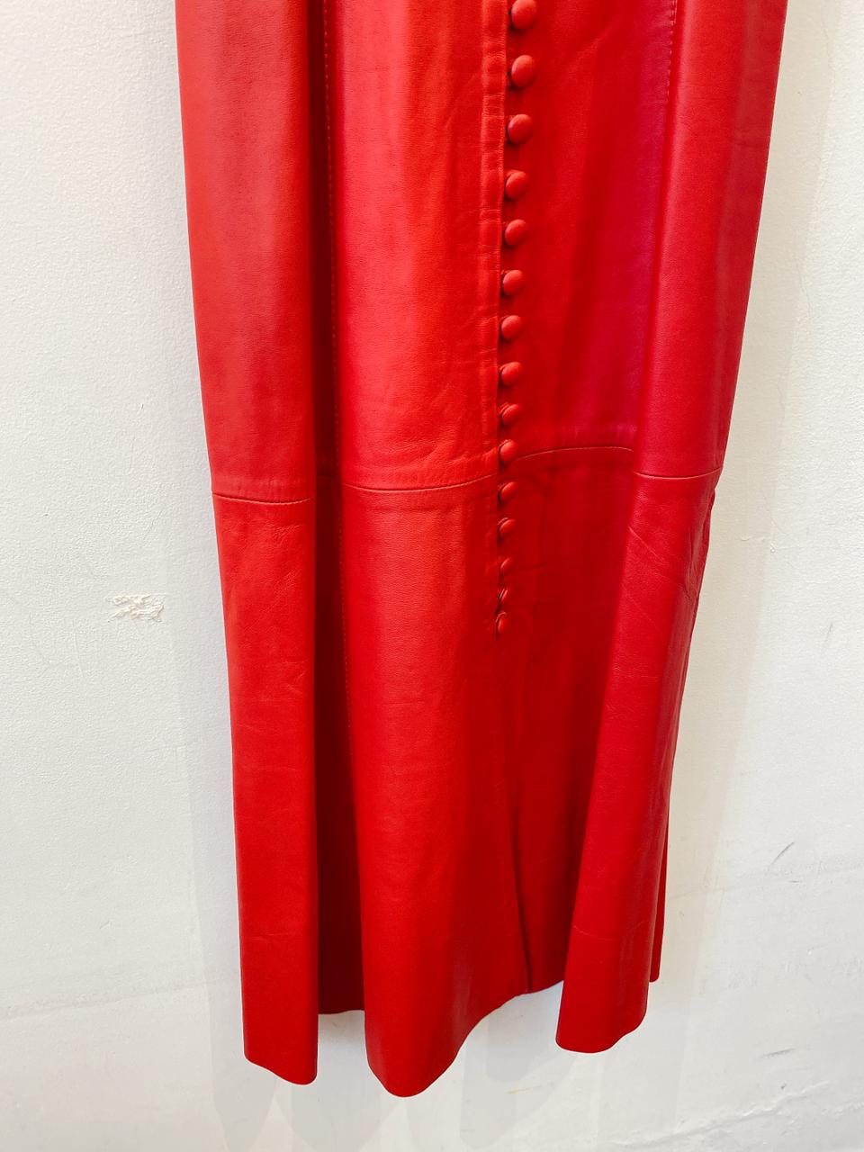 Vestido midi couro vermelho Renatta Gomes PP