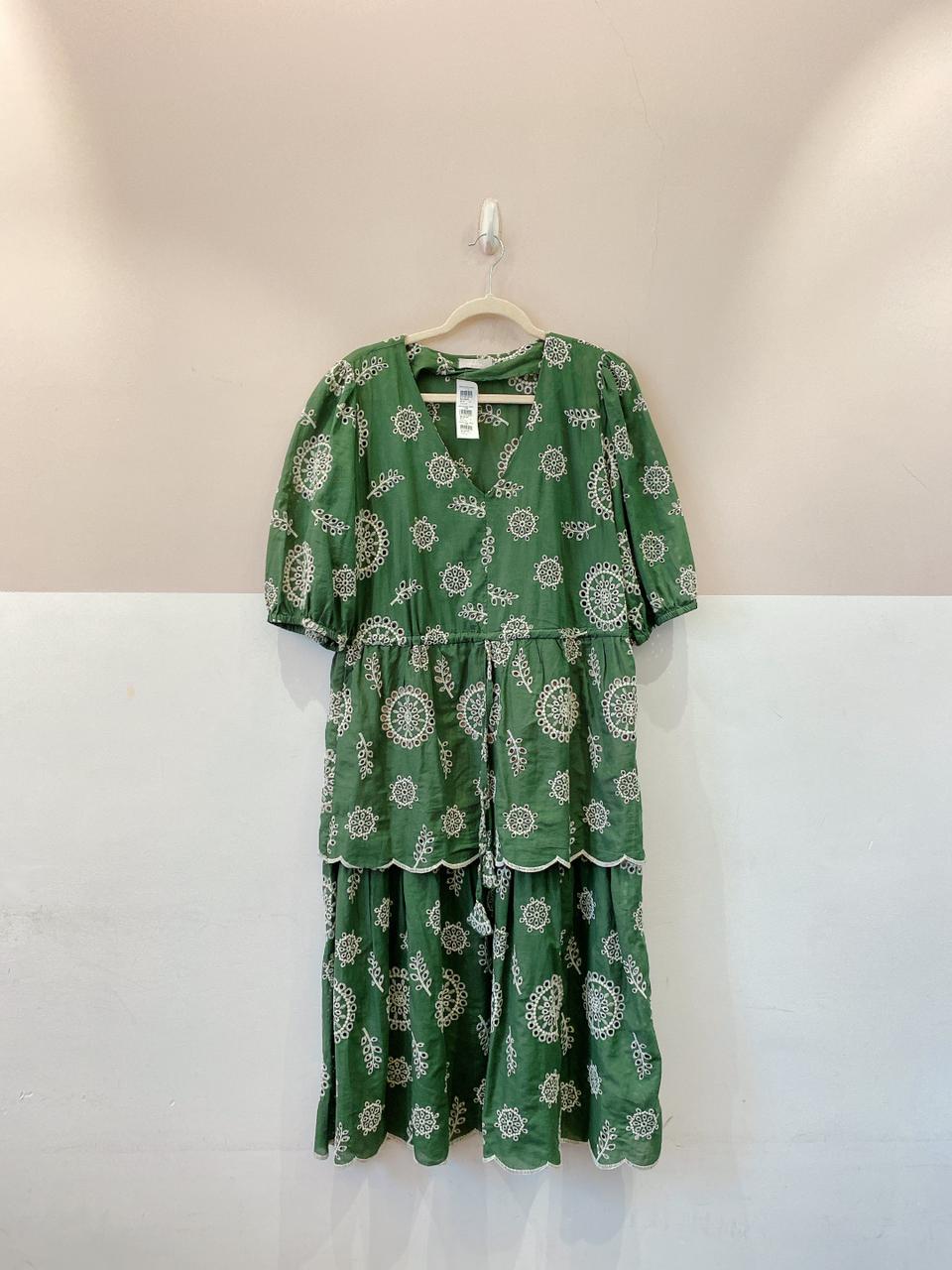 Vestido midi verde laise Idelogic G