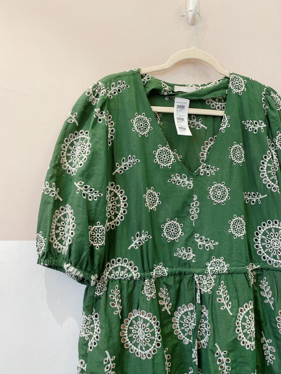 Vestido midi verde laise Idelogic G