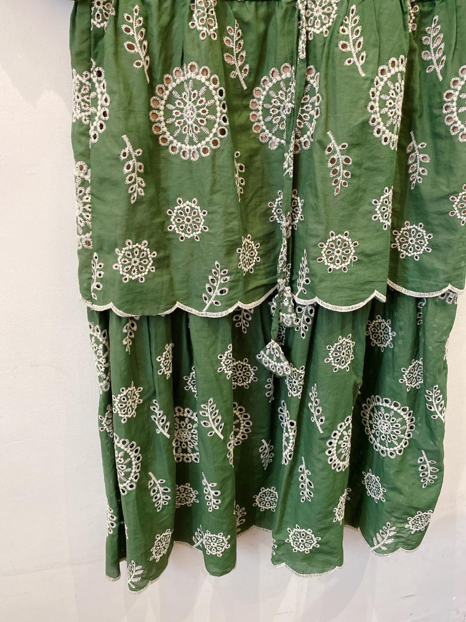 Vestido midi verde laise Idelogic G