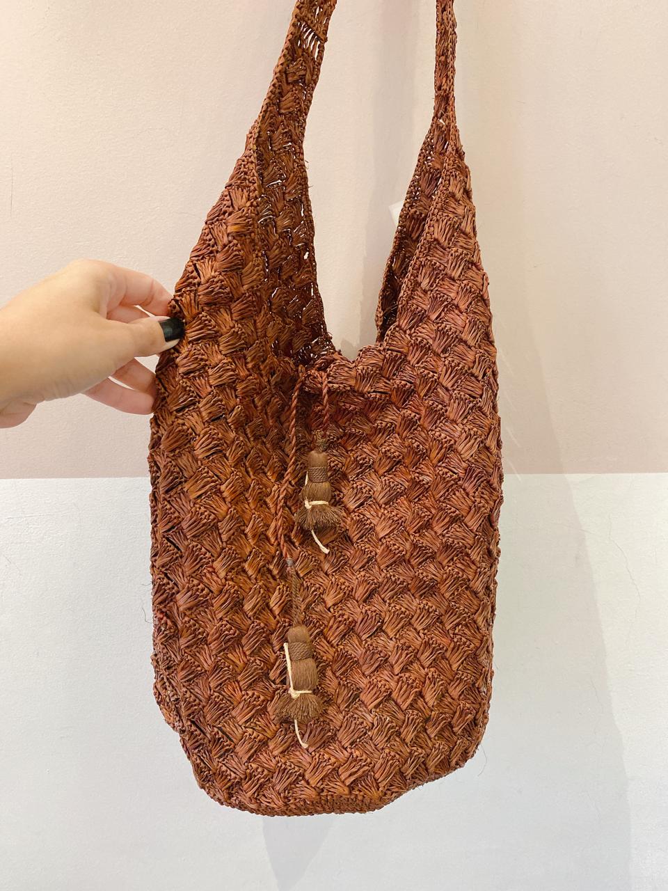 Bolsa palha marrom Nannacay