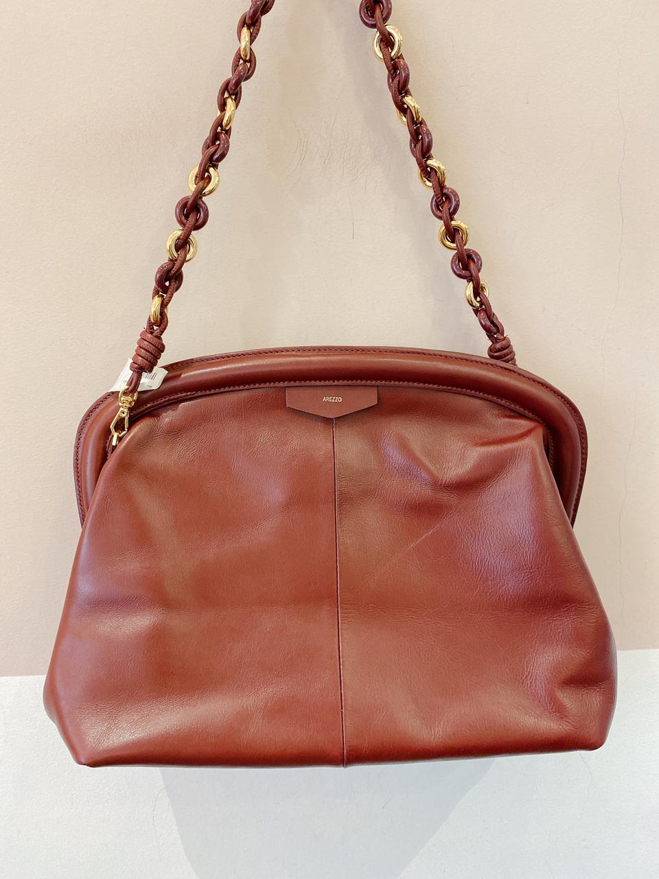 Bolsa couro vinho Arezzo