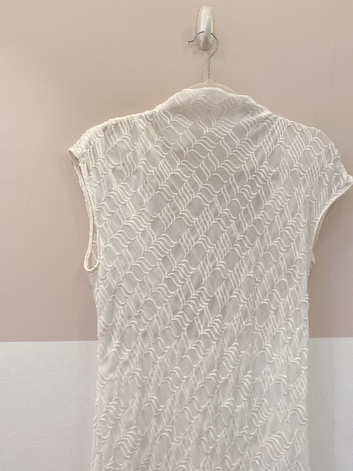 Vestido longo branco textura Zara M