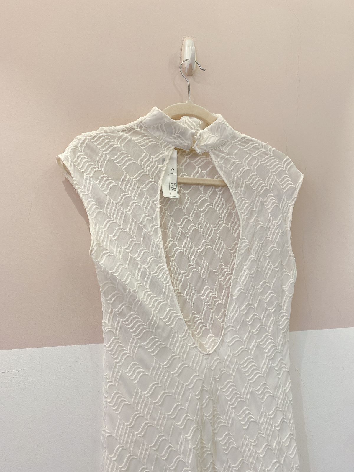 Vestido longo branco textura Zara M