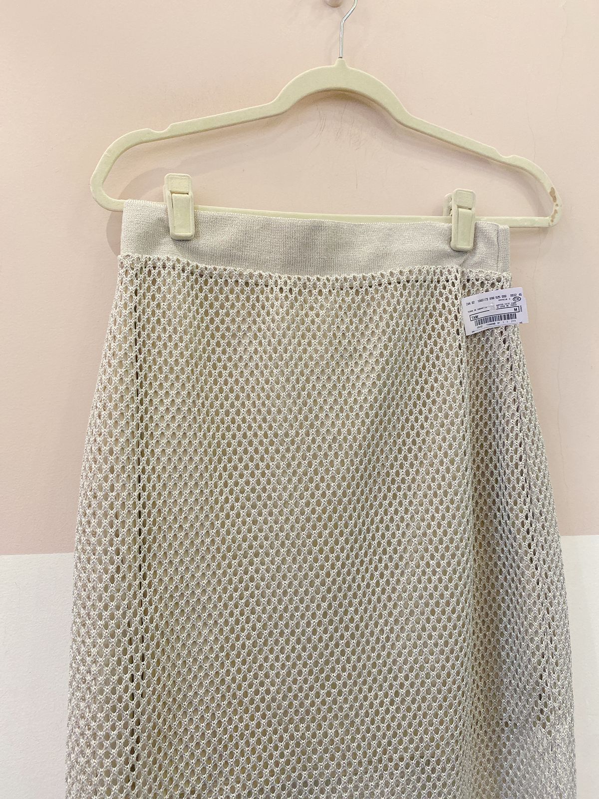 Saia midi crochet prata C&A M