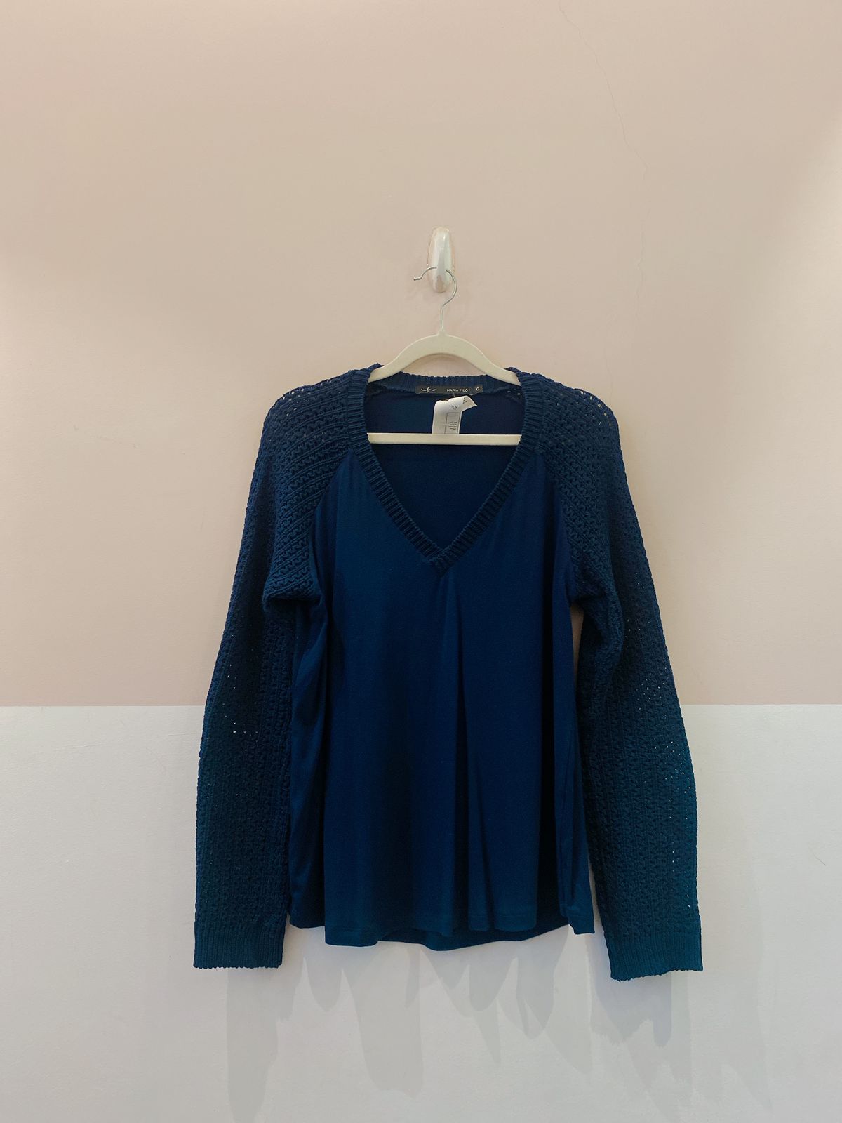 Blusa marinho malha manga Maria Filó G