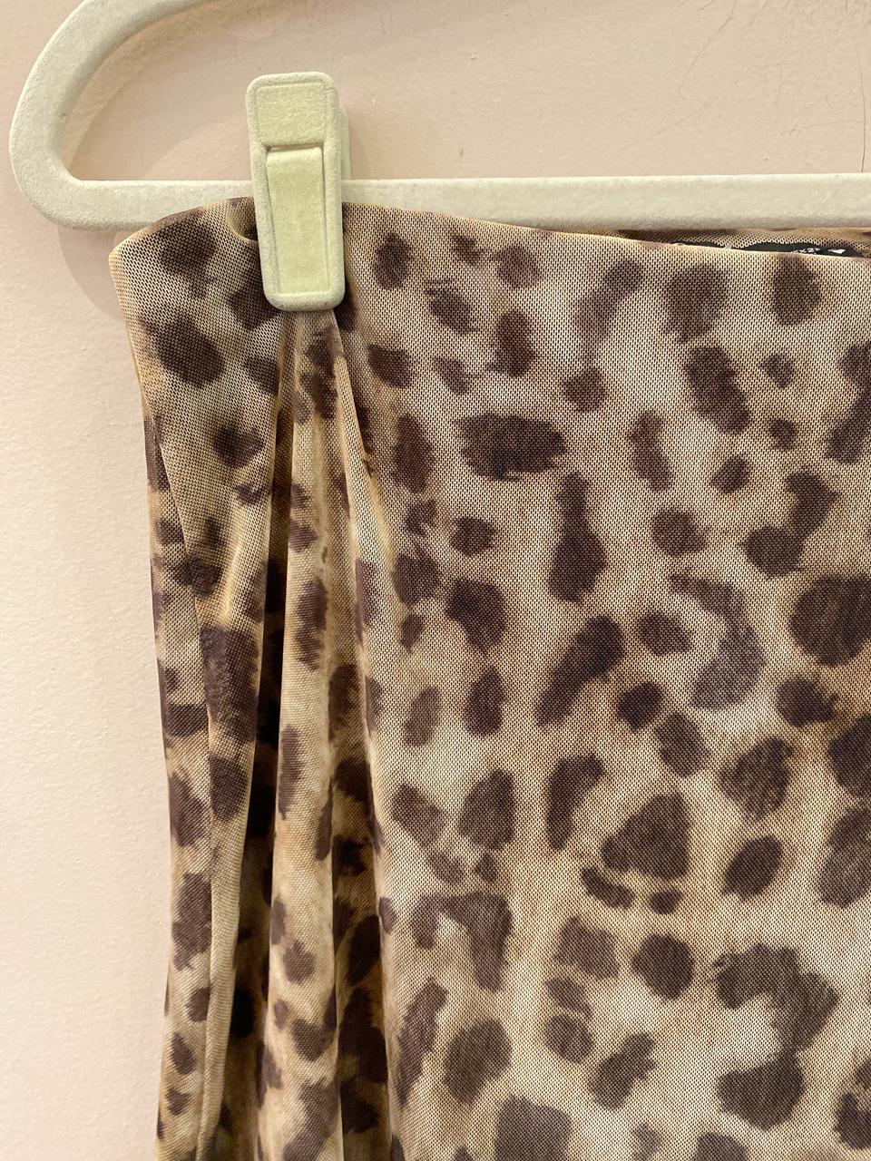 Saia midi tule onça Zara P
