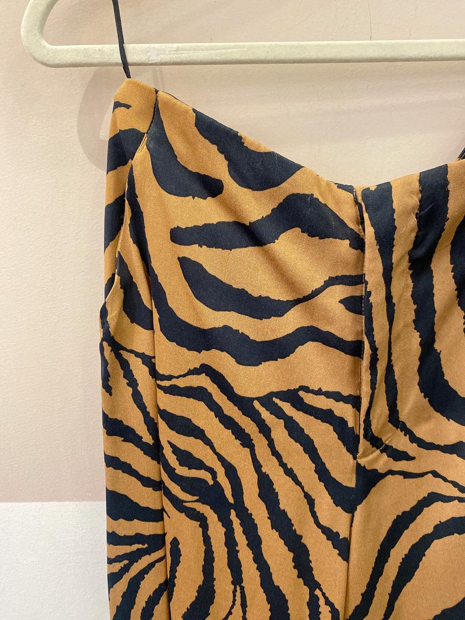 Calça acetinada animal print Zara P