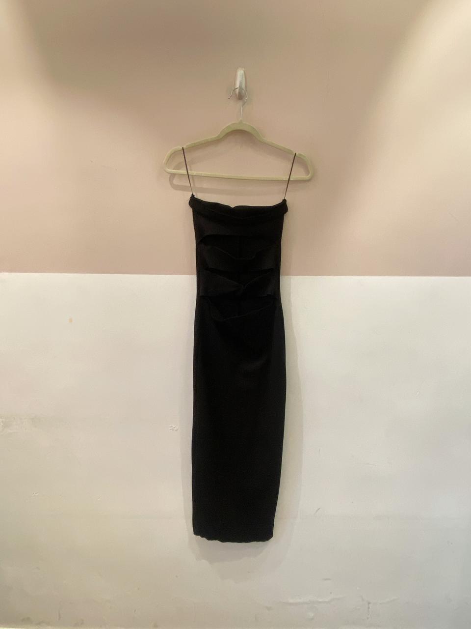 Vestido midi preto malha recortes Zara P