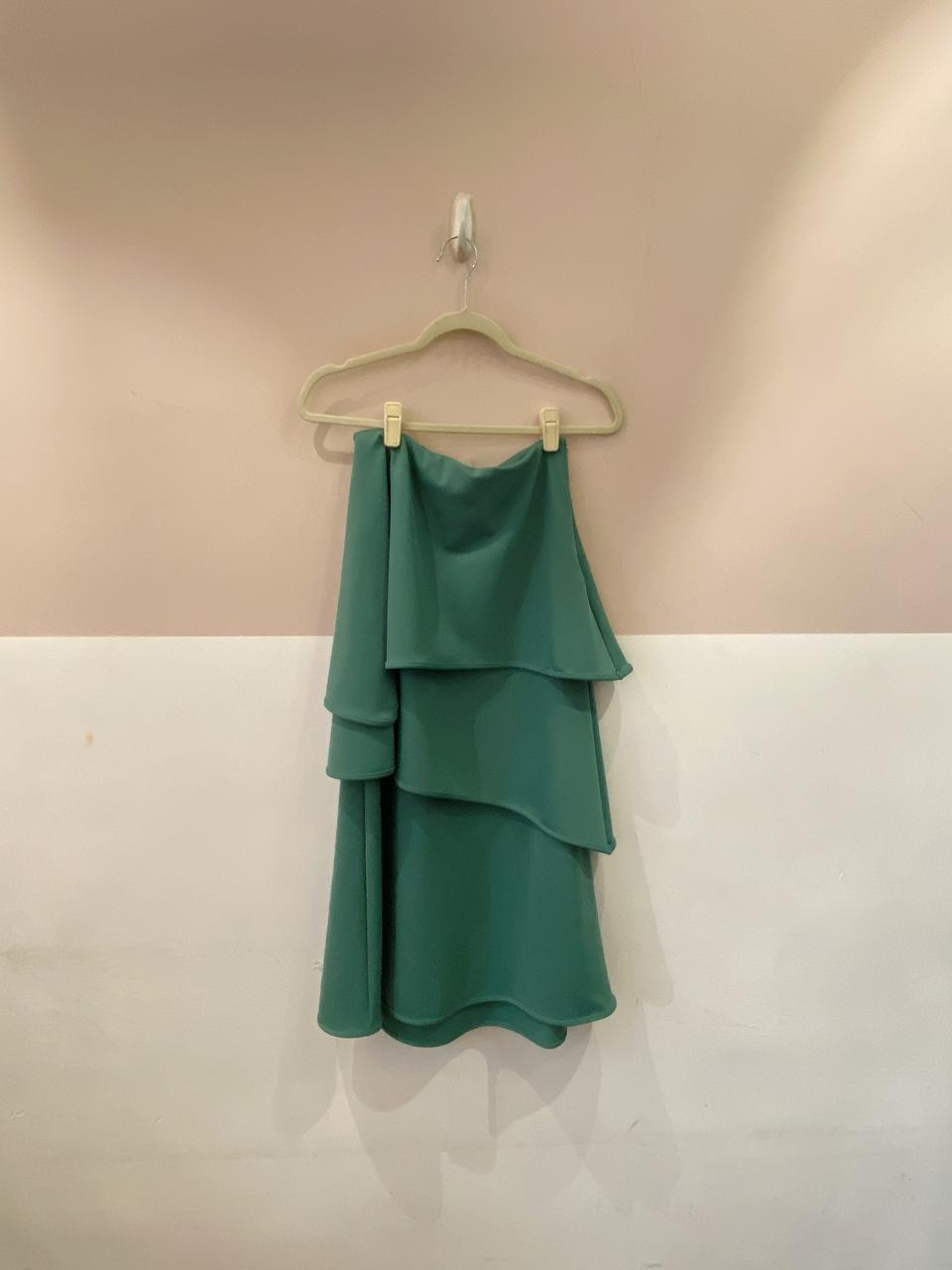 Saia midi babados verde Teti Gio 38