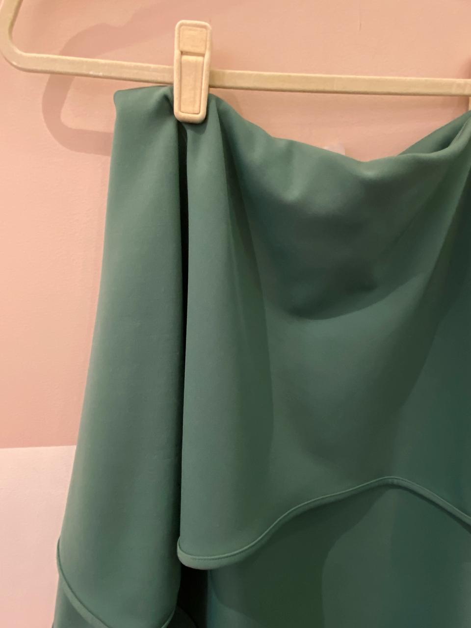 Saia midi babados verde Teti Gio 38