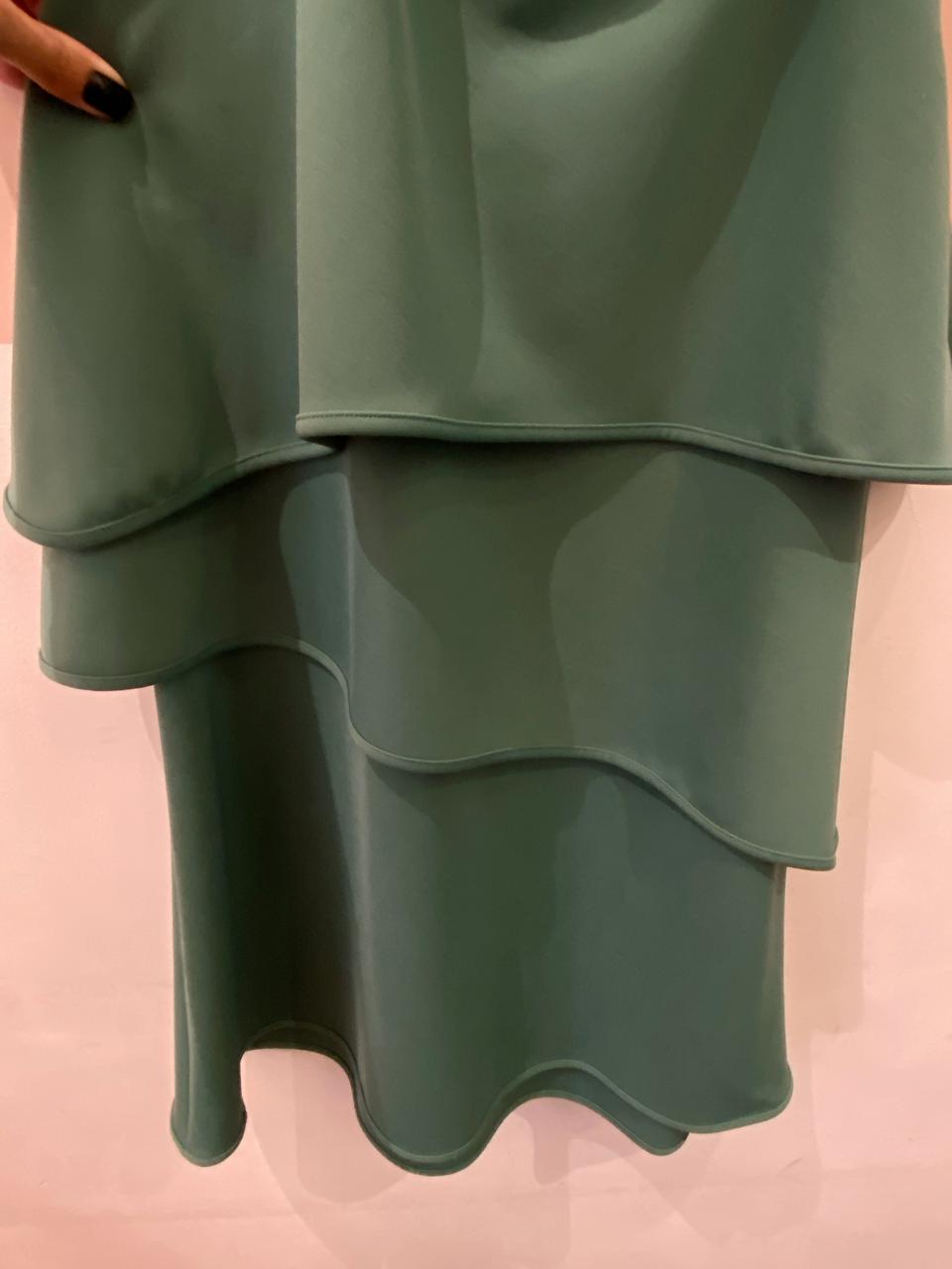 Saia midi babados verde Teti Gio 38