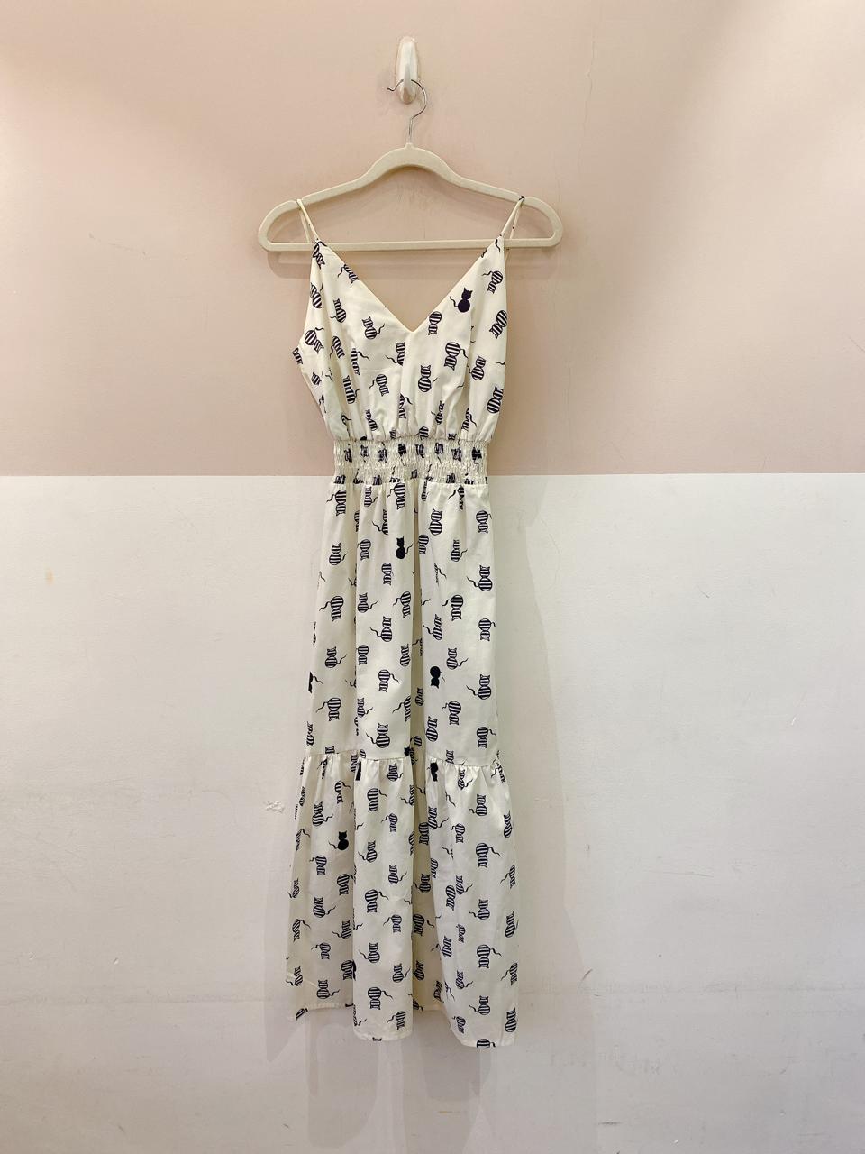 Vestido midi branco gatinhos Abrand 36