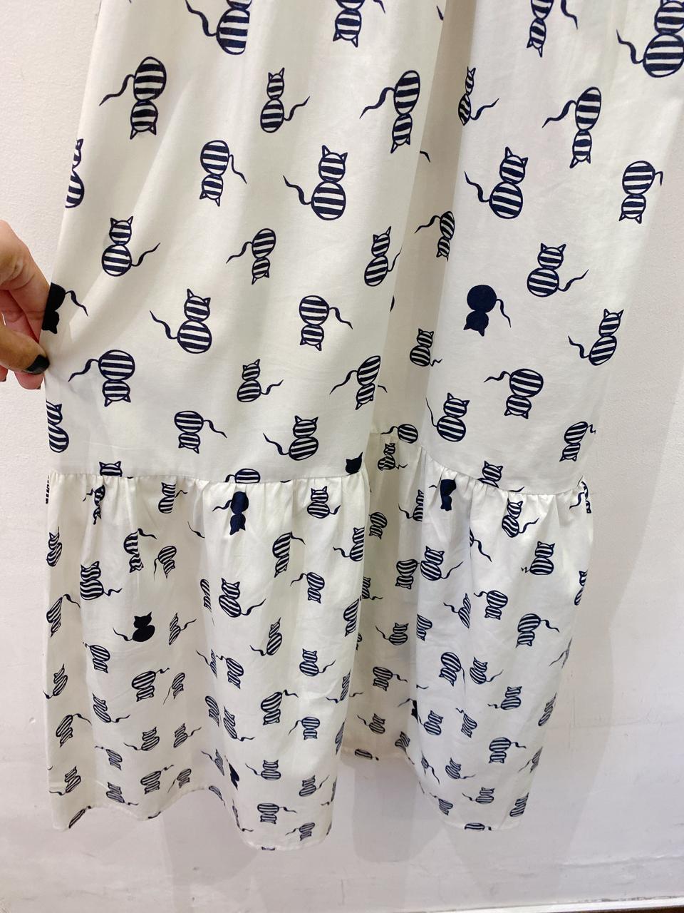 Vestido midi branco gatinhos Abrand 36