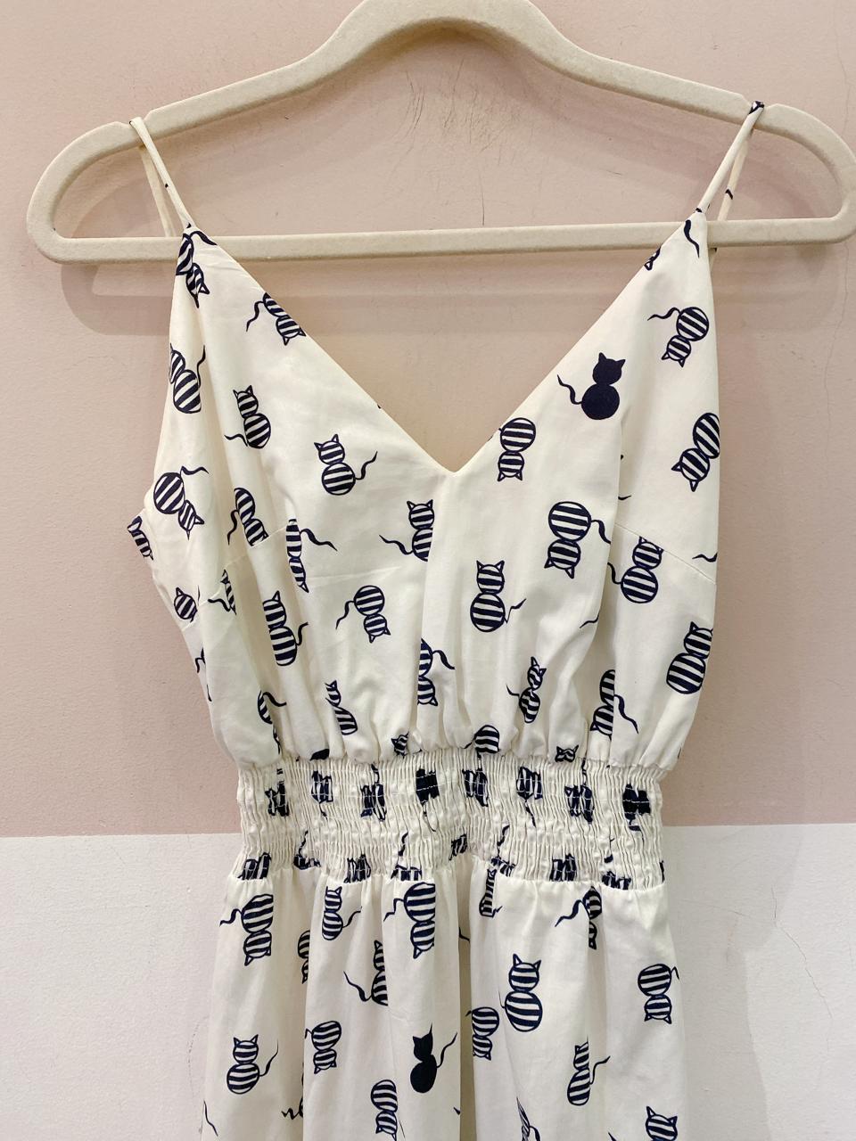 Vestido midi branco gatinhos Abrand 36