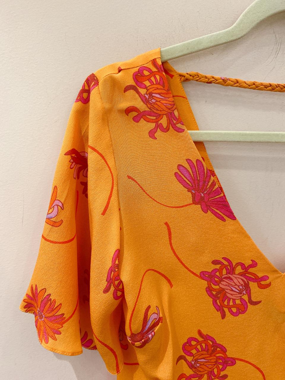 Blusa seda laranja floral Abrand 34